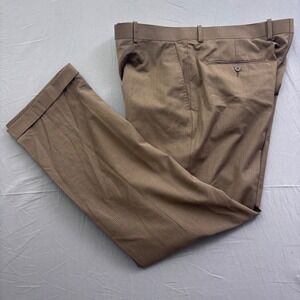 Gino‎ Valentino Mens Brown Pinstripe Dress Pants Cuffed Flat Front Trousers 36R